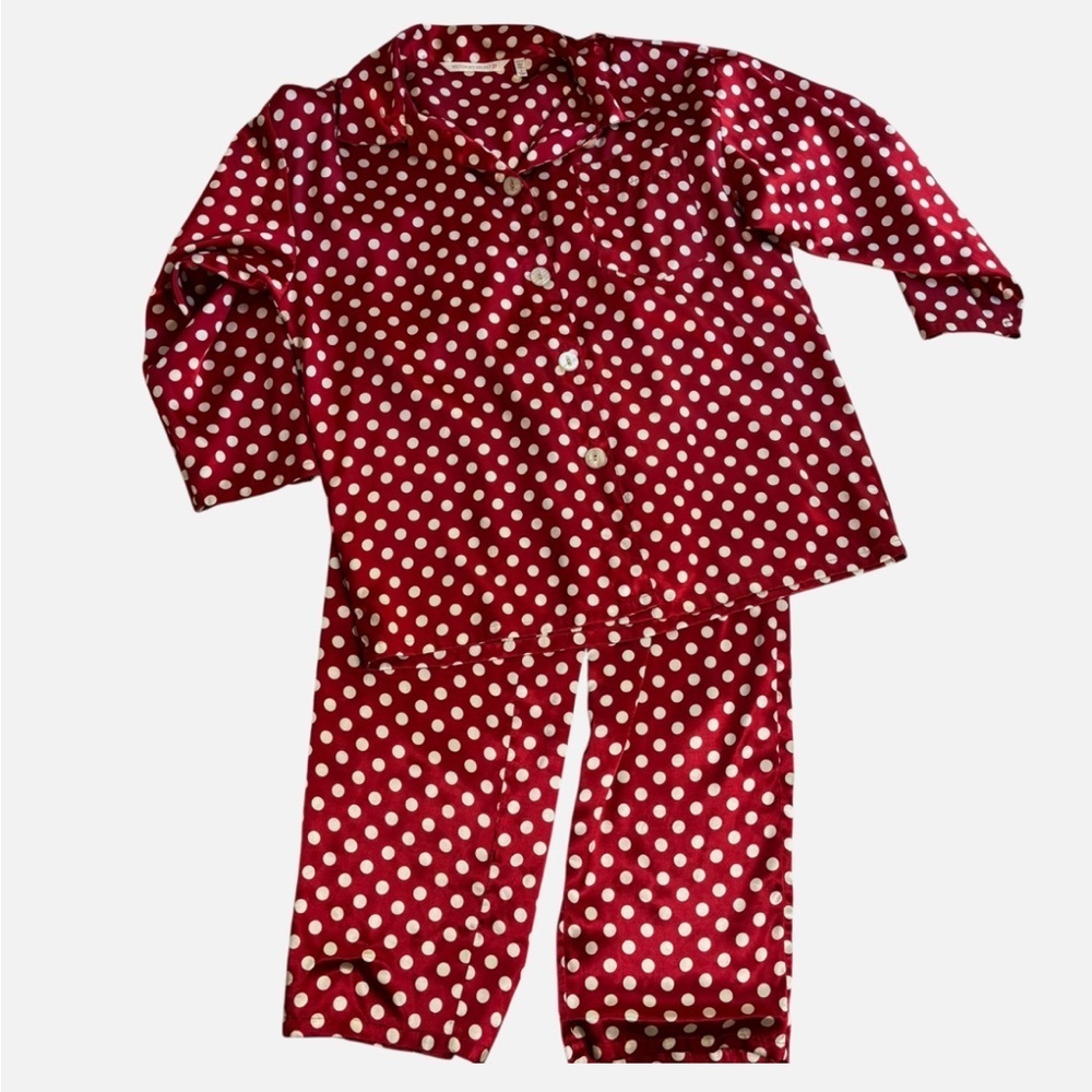 Y2K Victoria’s Secret Classic Satin Pajama Set Red Polka Dot Sm